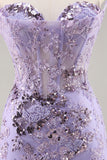 Strapless Purple Tight Homecoming Dress with Sequins