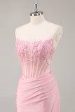 Corset Strapless Black Appliqued Homecoming Dress