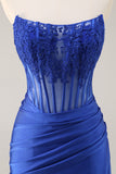 Corset Strapless Black Appliqued Homecoming Dress