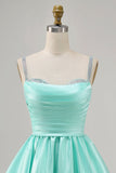 Fuchsia A Line Satin Homecoming Dress with Beading