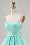 Fuchsia A Line Satin Homecoming Dress with Beading