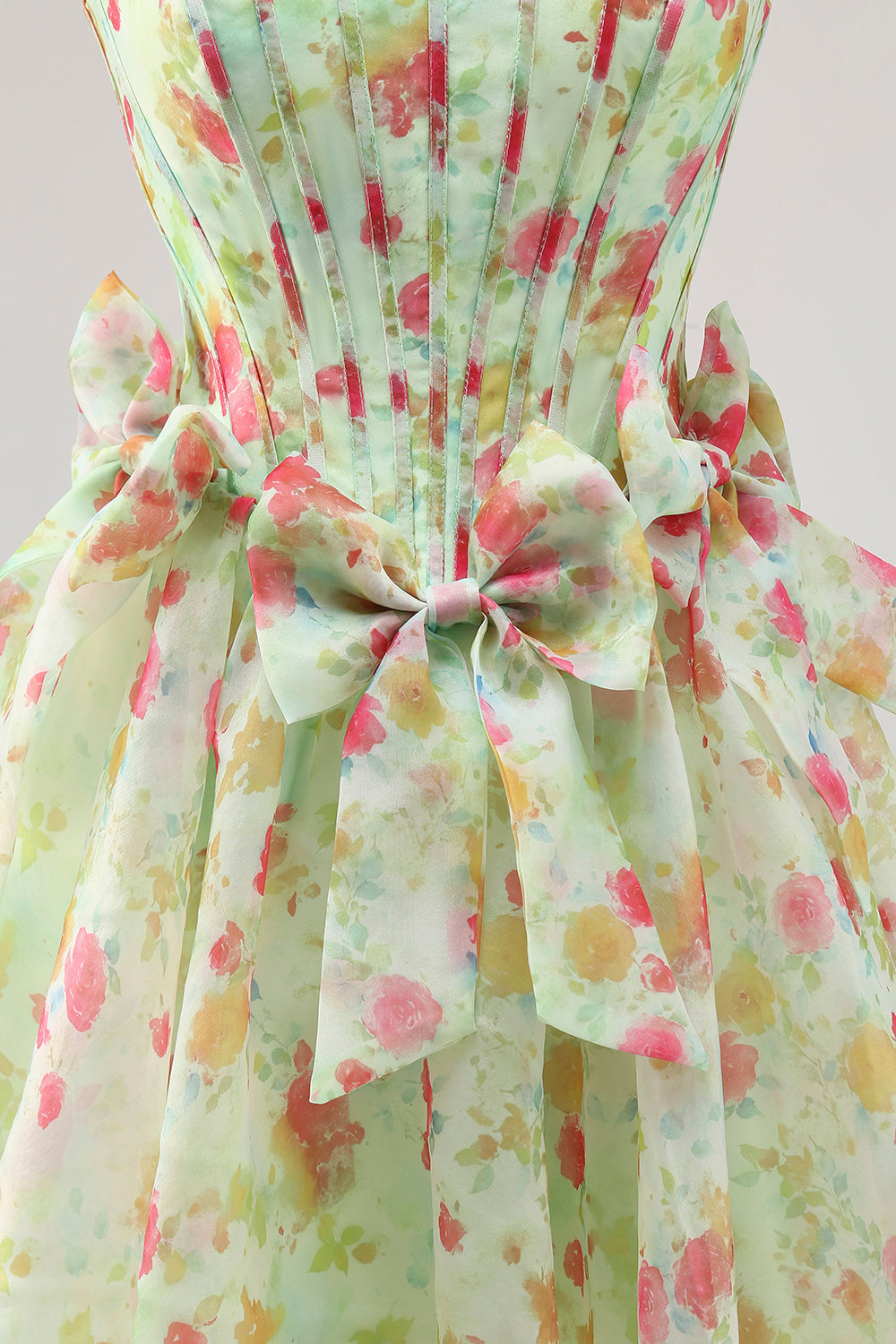 Berylove Women Green Strapless Homecoming Dress Printed Floral Corset A Line Short Prom Dress with Bows, Green / US8 Berylove Women Green Strapless Homecoming Dress Printed Floral Corset A Line Short Prom Dress with Bows, Green / US8