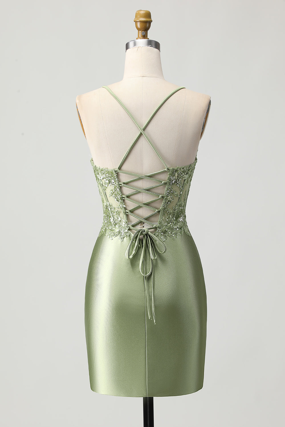 Berylove Women Green Homecoming Dress with Lace Up Back Bodycon Corset Sequin Satin Cocktail Dress Berylove Women Green Homecoming Dress with Lace Up Back Bodycon Corset Sequin Satin Cocktail Dress