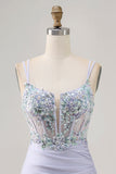 Lavender Bodycon Corset Sequin Homecoming Dress