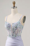 Lavender Bodycon Corset Sequin Homecoming Dress