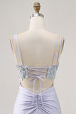 Lavender Bodycon Corset Sequin Homecoming Dress