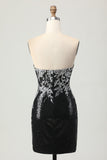 Sparkly Black Silver Bodycon Homecoming Dress