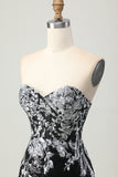 Sparkly Black Silver Bodycon Homecoming Dress