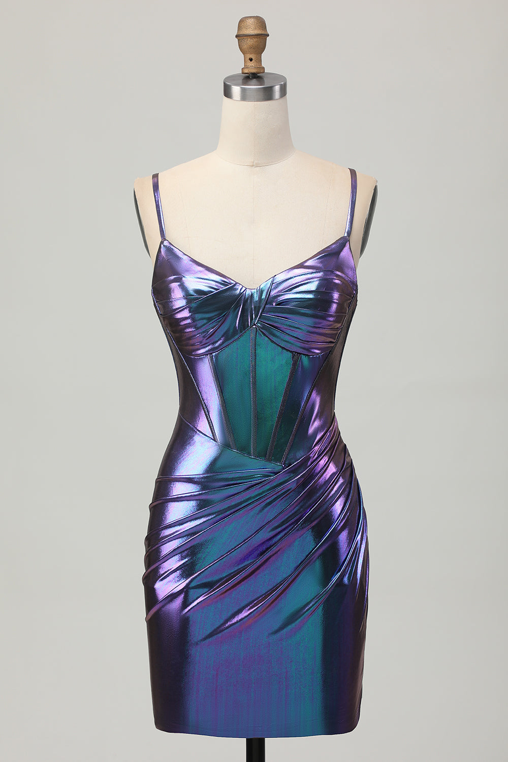 Berylove Women Metallic Bodycon Blue Purple Homecoming Dress Ruched Spaghetti Straps Corset Short Cocktail Dress, Blue Purple / US6 Berylove Women Metallic Bodycon Blue Purple Homecoming Dress Ruched Spaghetti Straps Corset Short Cocktail Dress, Blue Purple / US6