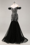 Mermaid Beaded Ruffled Prom Dress with Beading