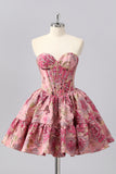Blush Sweetheart Corset A-Line Floral Homecoming Dress