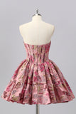 Blush Sweetheart Corset A-Line Floral Homecoming Dress