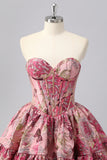 Blush Sweetheart Corset A-Line Floral Homecoming Dress