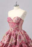 Blush Sweetheart Corset A-Line Floral Homecoming Dress