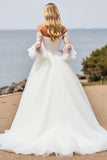 Off The Shoulder Ivory Appliqued Long Wedding Dress