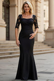 Mermaid Black Appliqued Mother Of The Bride Dress