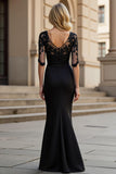 Mermaid Black Appliqued Mother Of The Bride Dress