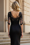 Mermaid Black Appliqued Mother Of The Bride Dress