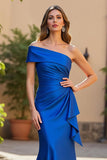 Royal Blue Mermaid One Shoulder Ruched Mother Of The Bride Dress