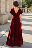 A-Line Burgundy Ruched Mother Of The Bride Dress