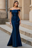 Elegant Off The Shoulder Mermaid Navy Mother Of The Bride Dress