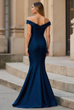 Elegant Off The Shoulder Mermaid Navy Mother Of The Bride Dress
