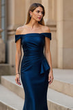 Elegant Off The Shoulder Mermaid Navy Mother Of The Bride Dress