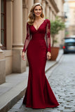 Black Mermaid V-Neck Appliqued Mother Of The Bride Dress