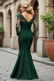Black Mermaid V-Neck Appliqued Mother Of The Bride Dress