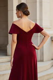 A-Line Burgundy Off The Shoulder Mother Of The Bride Dress