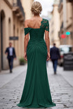 One Shoulder Black Mermaid Appliqued Mother Of The Bride Dress