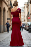One Shoulder Black Mermaid Appliqued Mother Of The Bride Dress