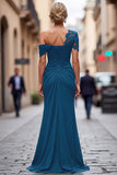 One Shoulder Black Mermaid Appliqued Mother Of The Bride Dress