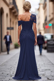One Shoulder Black Mermaid Appliqued Mother Of The Bride Dress