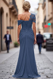 One Shoulder Black Mermaid Appliqued Mother Of The Bride Dress