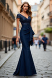 Navy Mermaid Sequin Mother Of The Bride Dress