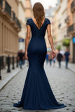 Navy Mermaid Sequin Mother Of The Bride Dress