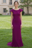 Purple Sheath Simple Mother Of The Bride Dress