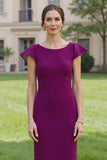 Purple Sheath Simple Mother Of The Bride Dress