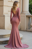 Vintage Mauve Mermaid Long Sleeve Mother Of The Bride Dress