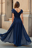 Black A-Line Ruched Mother Of The Bride Dress