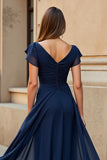 Black A-Line Ruched Mother Of The Bride Dress