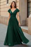 Black A-Line Ruched Mother Of The Bride Dress