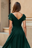 Black A-Line Ruched Mother Of The Bride Dress