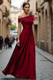 Black A-Line One Shoulder Appliqued Mother Of The Bride Dress