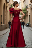 Black A-Line One Shoulder Appliqued Mother Of The Bride Dress