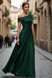 Black A-Line One Shoulder Appliqued Mother Of The Bride Dress