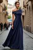 Black A-Line One Shoulder Appliqued Mother Of The Bride Dress