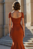 Rust Mermaid Mother Of The Bride Dress with Cap Sleeves