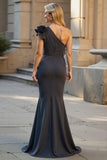 One Shoulder Mermaid Black Long Mother Of The Bride Dress